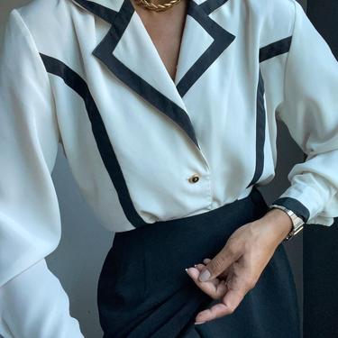 vintage contrast collar button down blouse 