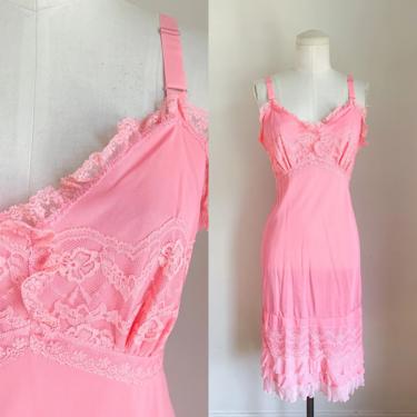 Vintage 1950s Pink Full Slip / S 