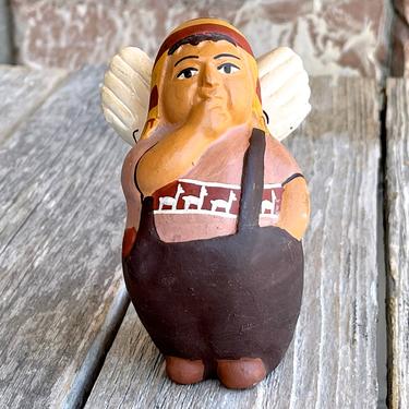 VINTAGE: Authentic PERUVIAN Handmade Clay Pottery - Angel Figurine - Holidays - Made on Peru - SKU 32-C-00034162 