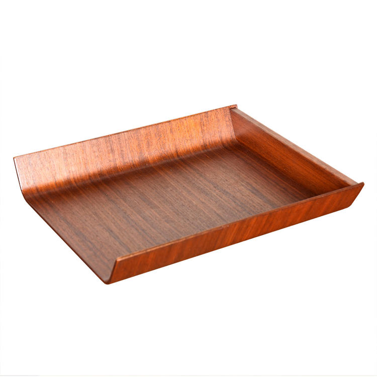 Vintage Bentwood Walnut Desk Inbox Tray by Knoll Modern Mobler