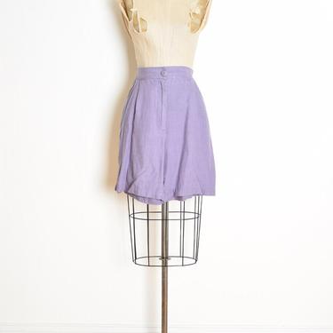vintage 90s linen shorts lavender purple high waisted normcore basic M L clothing 