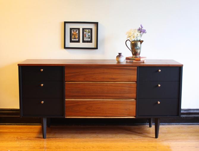 Black And Wood Mid Century Modern Dresser Vintage Mcm Media