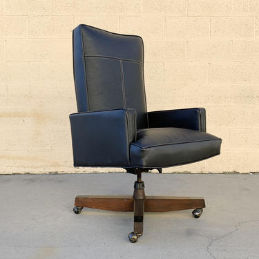 1970s Modern High Back Executive Chair, Refinished