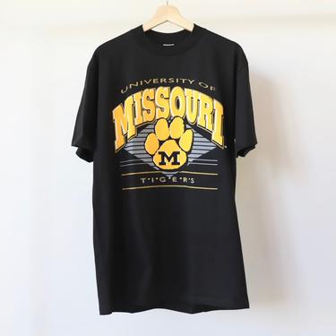 vintage UNIVERSITY of MISSOURI Tigers BLACK &amp; yellow vintage 1990s deadstock still tagged - never worn t-shirt -- size large 