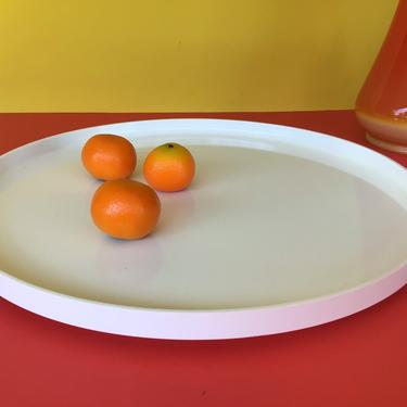 Vintage MCM 1970s White Heller Plastic Round Serving Tray by Massimo Vignelli 