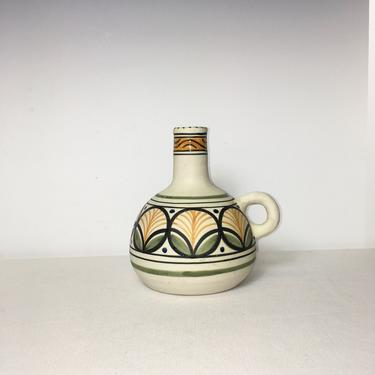 Vintage La Menora Talavera Espana Pottery Jug Vase Candle Holder Spain Signed 6.5&amp;quot; 