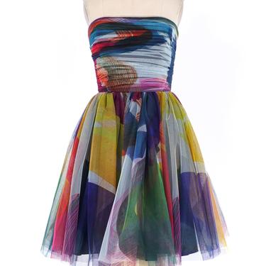 Naeem Khan Rainbow Tulle Cocktail Dress