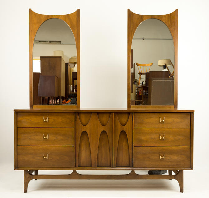 Broyhill Brasilia Lowboy Dresser 2 Mirrors From Modern Hill Of