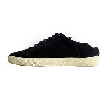 YSL SAINT LAURENT PARIS LOW TOP BLACK SUEDE SNEAKERS