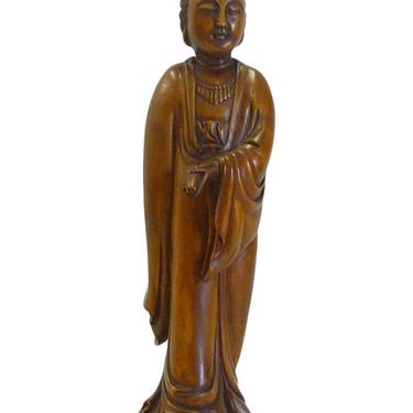 Chinese Boxwood Standing Scholar Kwan Yin Statue cs695-4E 