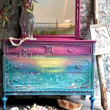 Vintage Hand Painted Sunset Dresser - Hand Painted | Dare To Be Vintage -  Lynnfiled, MA | ATTIC
