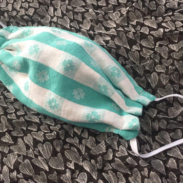 Aqua & White Floral Patterned 100% Cotton Face Mask 