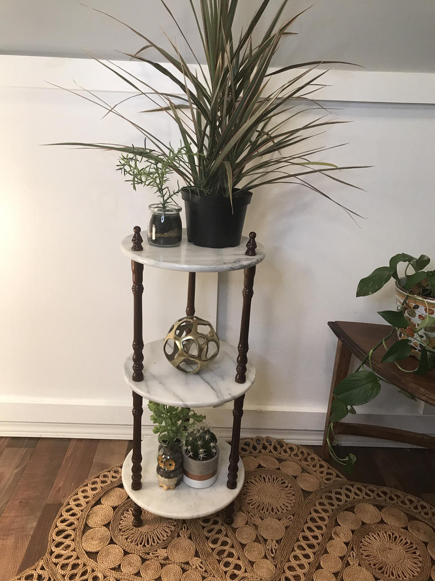 Marble plant stand Mid Century 3 Tier Marble Table Plant Stand Pie VintageCore Restore Sterling Forest NY