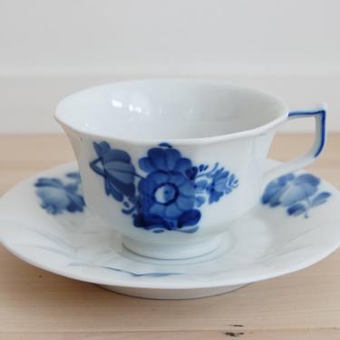 Royal Copenhagen Blue Flower Angular Cup and Saucer Made in Denmark, 8500 