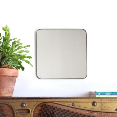 Square Wall Mirror with Rounded Corners Cube Shaped Plain Simple Accent Metal Lead Frame 14&quot; 