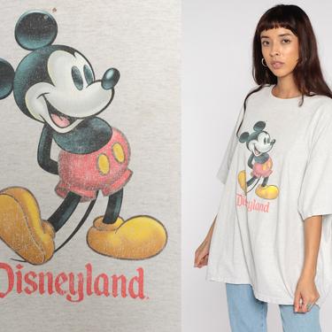 90s Disneyland Shirt Walt Disney TShirt MICKEY MOUSE Graphic Cartoon T Shirt Vintage Heathered Grey Tee Kawaii Cartoon Extra Large xxl 2x 