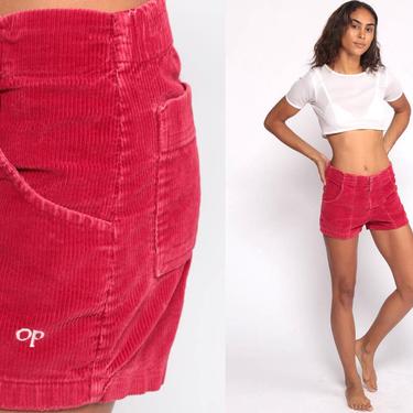 Ocean Pacific Corduroy Shorts 80s Retro High Waisted Red Boho Hippie 1980s OP Hipster Vintage Bohemian Extra Small xs 2 