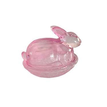 Pink Bunny On A Nest Glass Box 