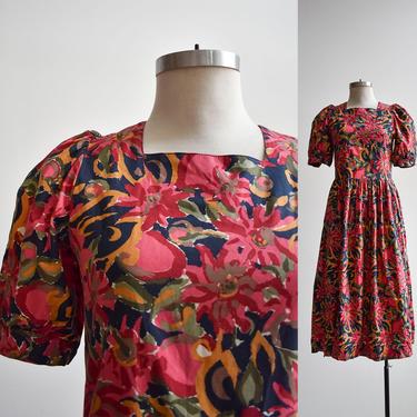Vintage Bright Floral Laura Ashley Dress 