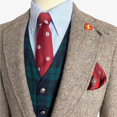 Vintage HARRIS TWEED Wool Blazer ~ 38 Long ~ sport coat / jacket ~ Chinstrap ~ Hunting ~ Ivy League / Preppy / Trad 