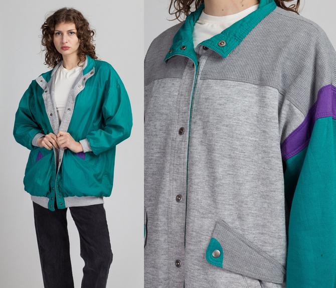 80s Current Seen Teal & Grey Reversible Jacket - One Size, Flying Apple  Vintage