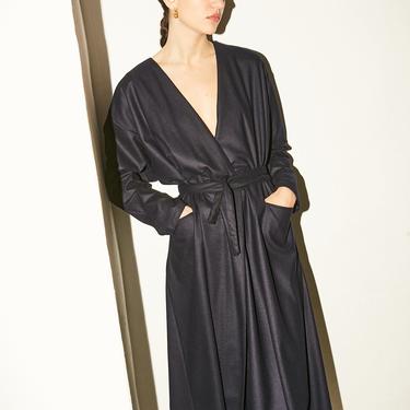 Night Blue Wool Seiso Dress-Coat