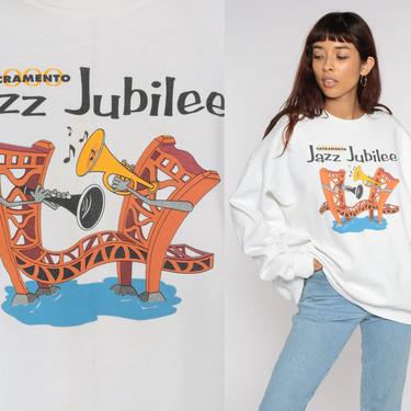 Sacramento Jazz Jubilee Shirt 2000 Music Sweatshirt Y2K Shirt Slouch Jumper Saxophone Vintage Pullover Graphic 00s 2xl xxl 2x 