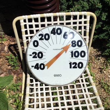 Giant Outdoor Temperature Gauge Thermometer Ohio Vintage Glass USA 