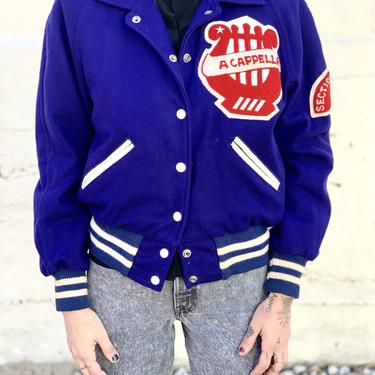 Blue Wool Acapella Letterman Jacket