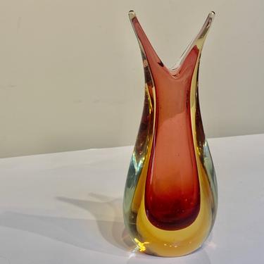 Mid Century Murano Ears Sommerso Bud Vase by Flavio Poli 