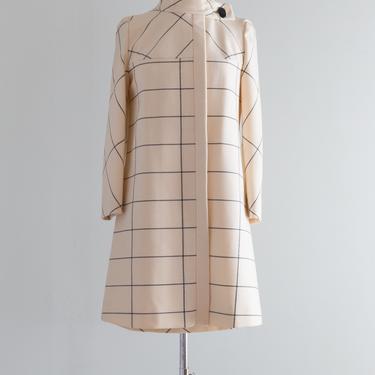 Fabulous 1960's Lilli Ann Two Piece Mod Wool Coat &amp; Dress / Small