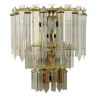 Mid Century Modern Italian Murano Brass and Glass Wall Sconce 1970s 