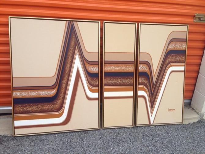 Modern Letterman Abstract Triptych Painting Res Q Modern Baltimore, MD