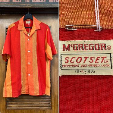 Vintage 1960’s “McGregor” Mod Stripe Rockabilly Large Size Shirt, 60’s Mod Style, 60’s Rockabilly, 60’s Shirt, Vintage Clothing 