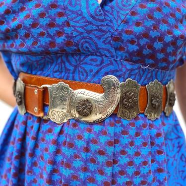 Brown Leather Paisley Buckle Belt