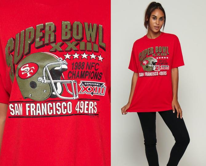 ShopExile 90s San Francisco 49ers Shirt NFL Shirt SF 1990s Football T Shirt Graphic California Tee Sports Black Streetwear Vintage 2XL Tall XXL XL