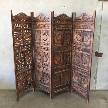 Vintage Teak Wood Privacy Screen