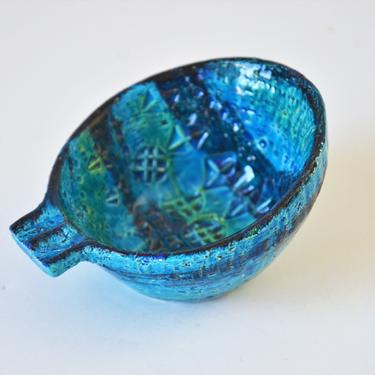Small Rimini Blue Italian "Fish" Pottery Bowl, Catchall by Aldo Londi for Bitossi 