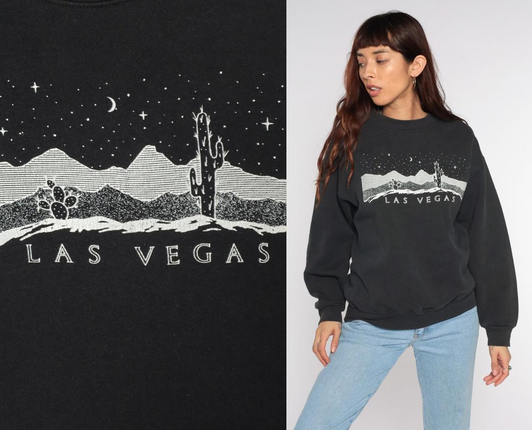 Las Vegas Sweatshirt 80s 90s Cactus Desert Shirt Black Pullover, Shop  Exile