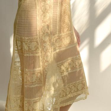 1000d / 1920s mixed lace panel embroidered dress / s 