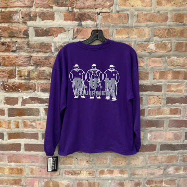 Vintage 90s B.U.M. Equipment Purple Long Sleeve T-Shirt Size Large Deadstock NWT puffy print youth 