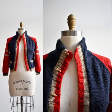 Vintage Red & Blue Knit Cardigan 