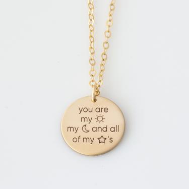 You are my Sun my Moon and all of my Stars, Mama Necklace, Moon Necklace, Mommy Necklace, New Mom Necklace, Gift for Mom, Mom Necklace 