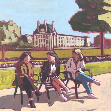 Tuileries #7  |  Original Acrylic Painting on Canvas 16 x 20  | paris, landscape, figurative, fine art, gallery wall, garden, modern 