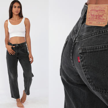 Levis 550 High Waisted Black Distressed Mom factory Jeans Sz 34