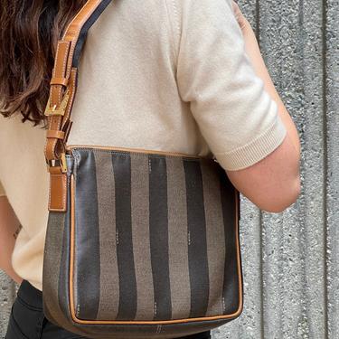 Vintage: Fendi Two Strap Single Flap Striped Shoulder bag – The