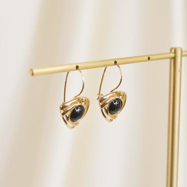gold triangle earring, gold earring, gold dangle earring, gold drop earring, gold vintage earring, gold hoop earring, gift idea, made in US 