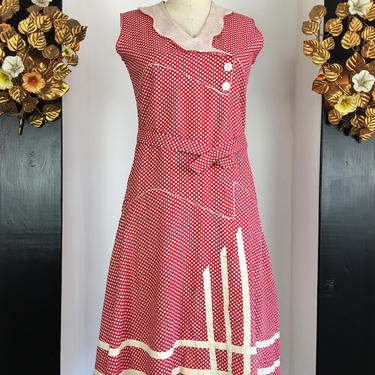 1920s cotton dress, vintage 20s dress, red and | Black Label Vintage -  Tacoma, WA | ATTIC
