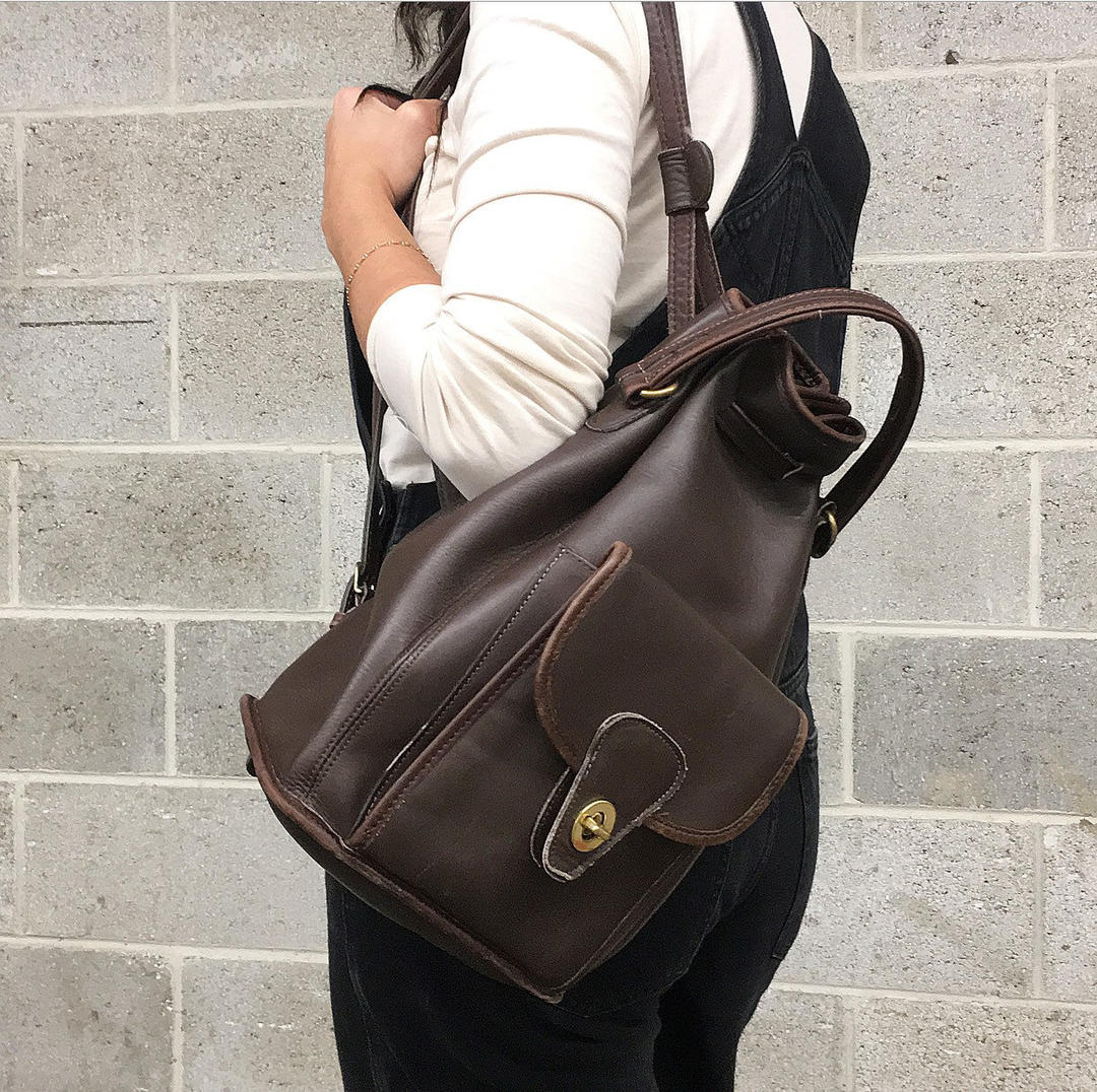 希少 Coach Vintage Backpack Handbag 2way 1994 COACH Vintage Black Leather Backpack Made in the United
