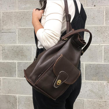 Vintage Coach Backpack Retro 1990s Brown Leather + K7S 9992
